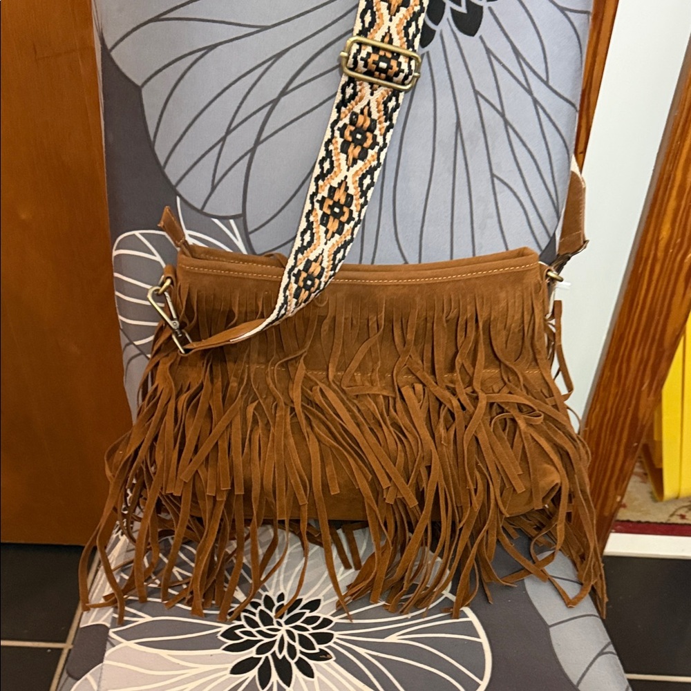 Bohemian Tan Fringe Crossbody Bag